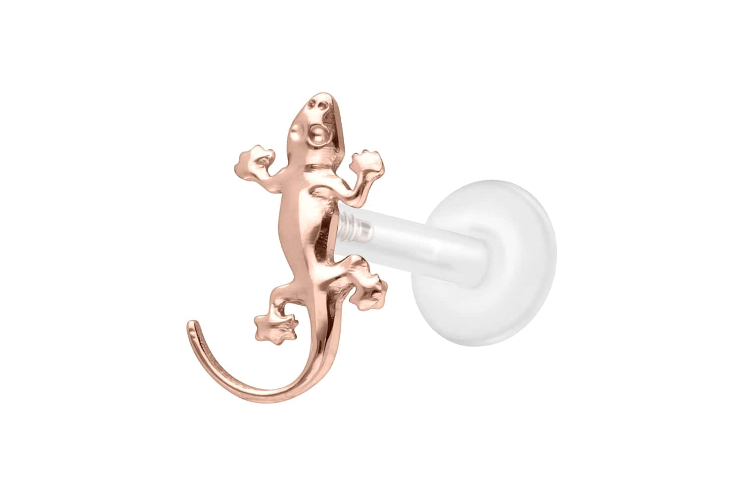 PTFE Labret Piercing mit Innengewinde + Titan-Aufsatz GECKO